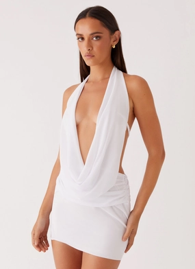 Neutral palette Feminine Comfort Elysia Chiffon Mini Dress - White