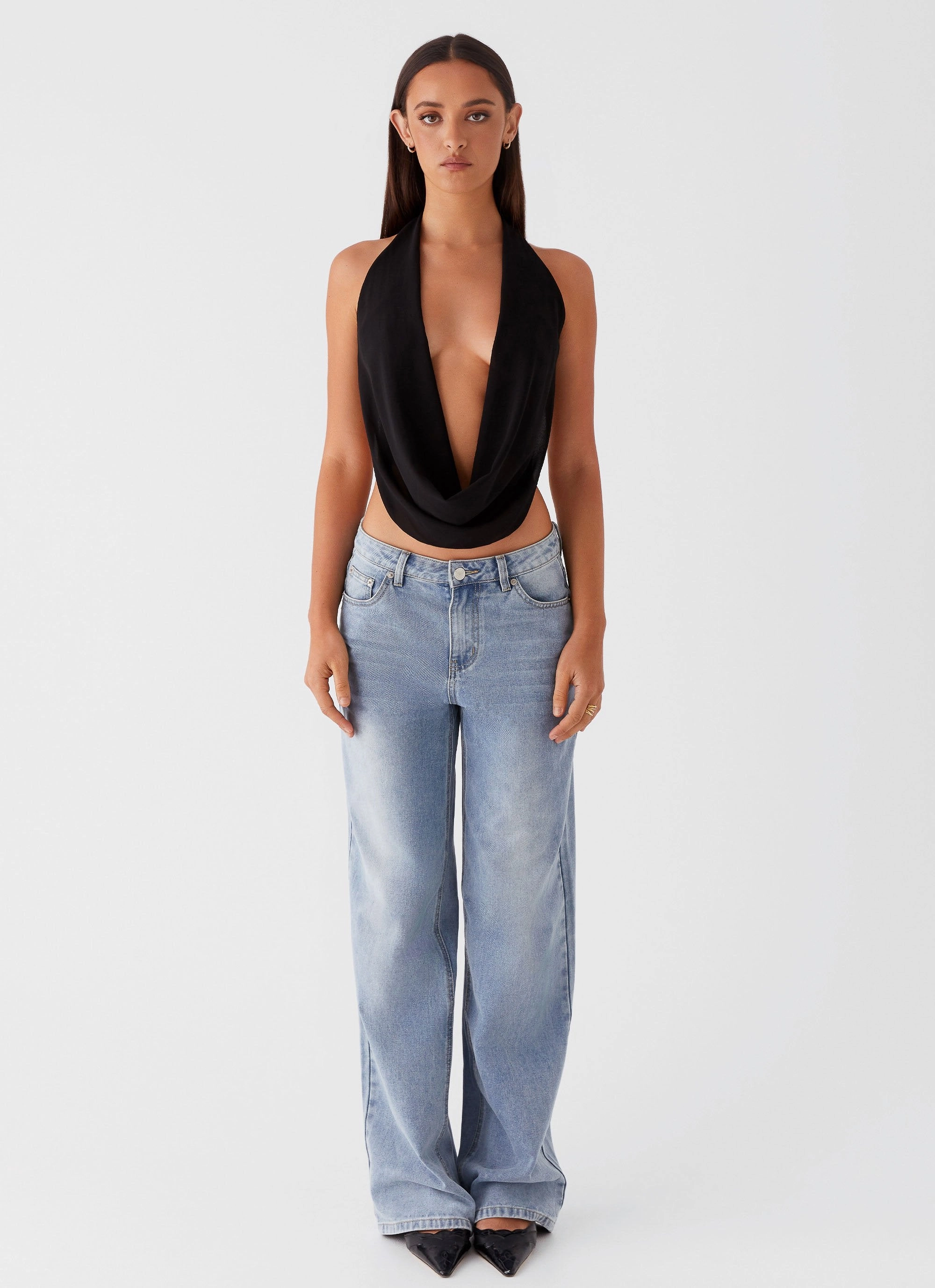 DropShoulder Elysia Chiffon Top - Black