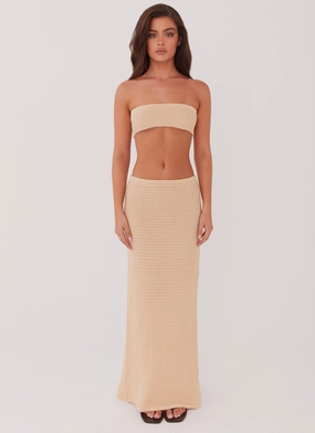 Emaline Knit Maxi Skirt - Beige Perfect Layer