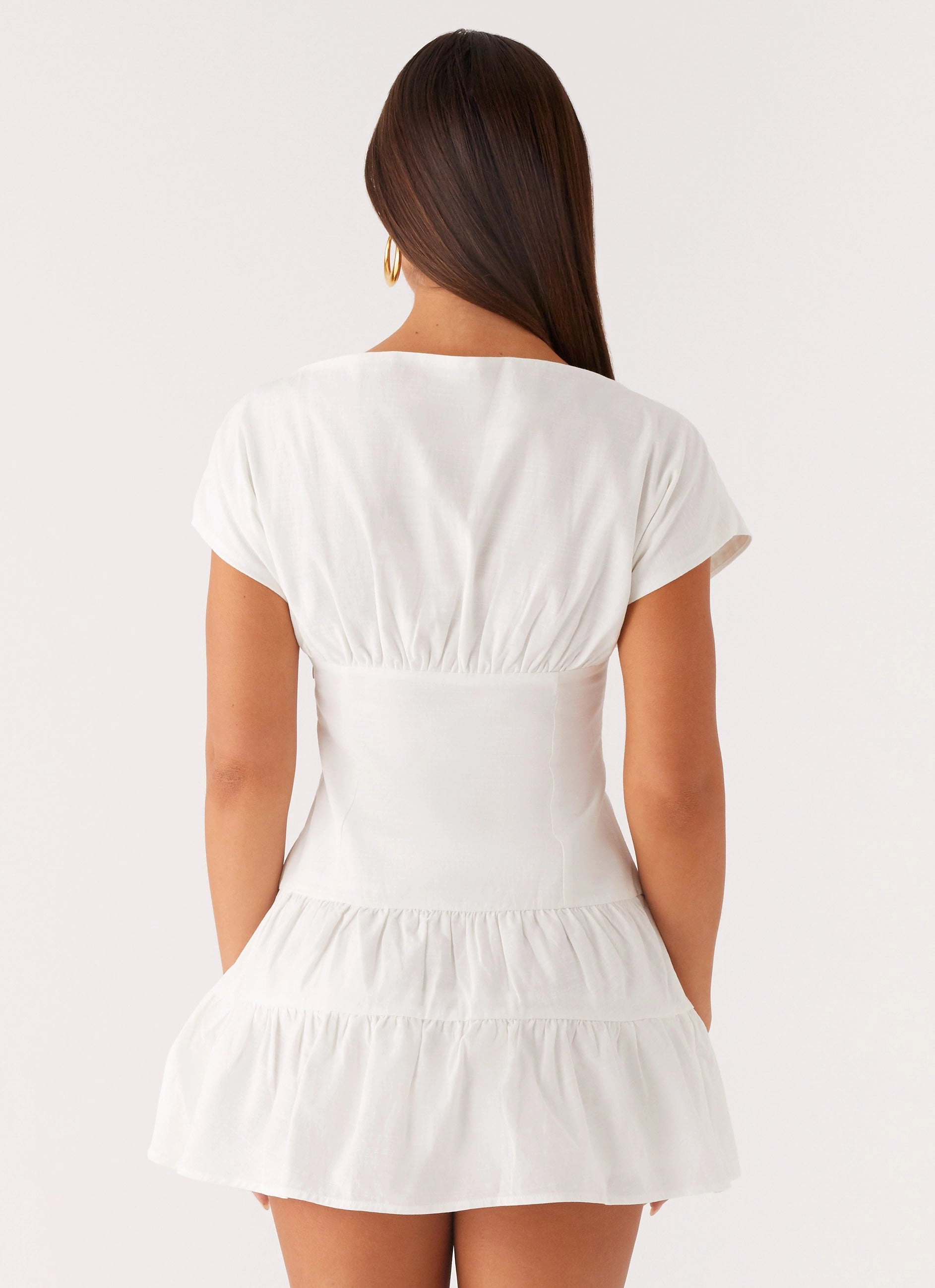 Ember Haze Boat Neck Mini Dress - Off White Wedding guest