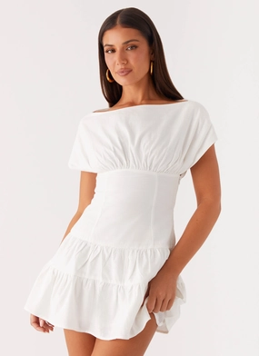 Ember Haze Boat Neck Mini Dress - Off White City Rhythm Timeless slip dress