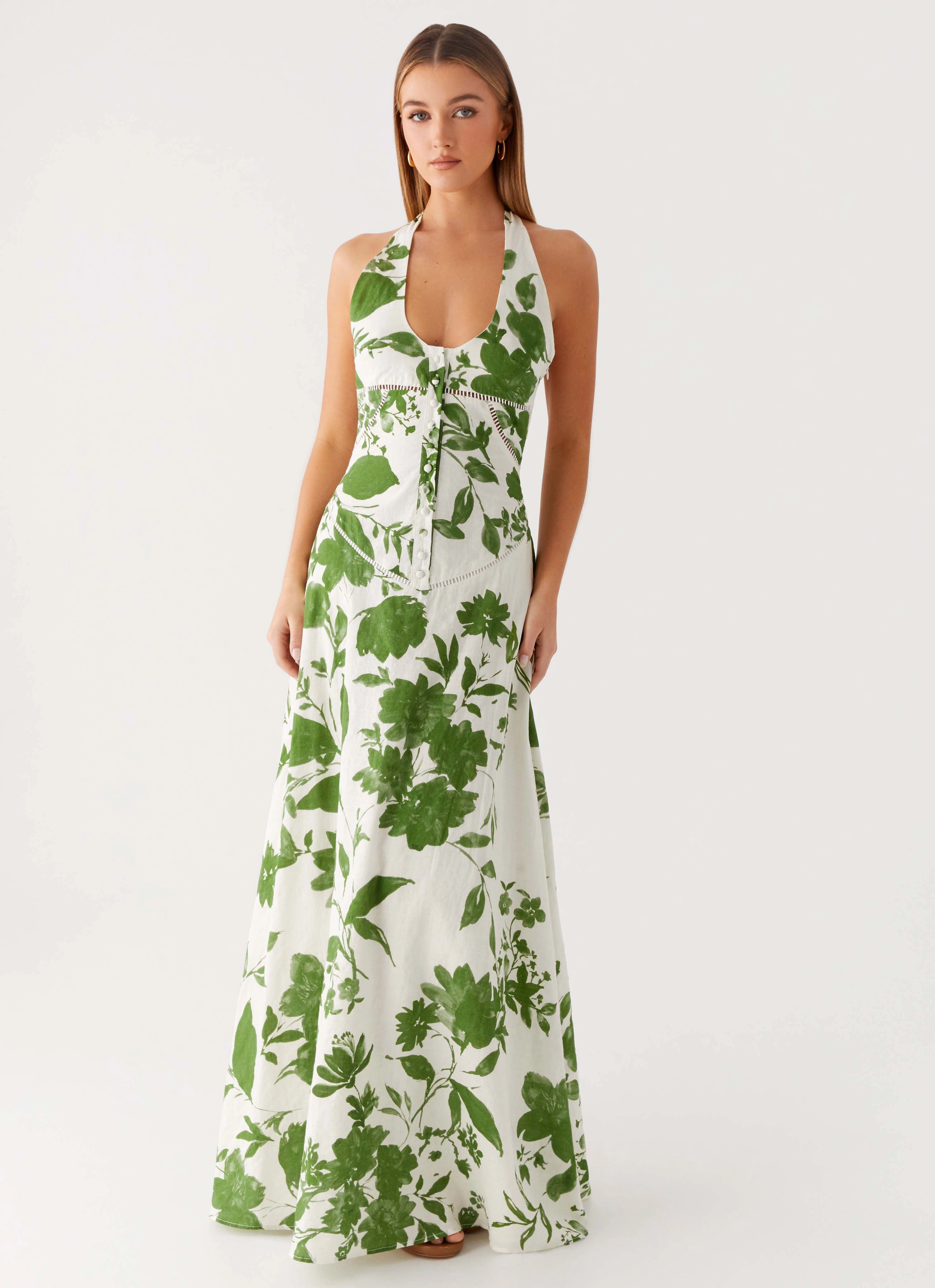 Sage Glow Ember Valley Maxi Dress - Verdant Bloom