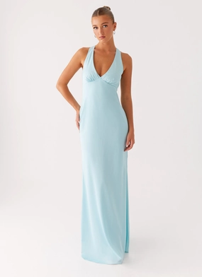 Desi Halterneck Maxi Dress - Mint Mermaid-Hem All-day Comfort