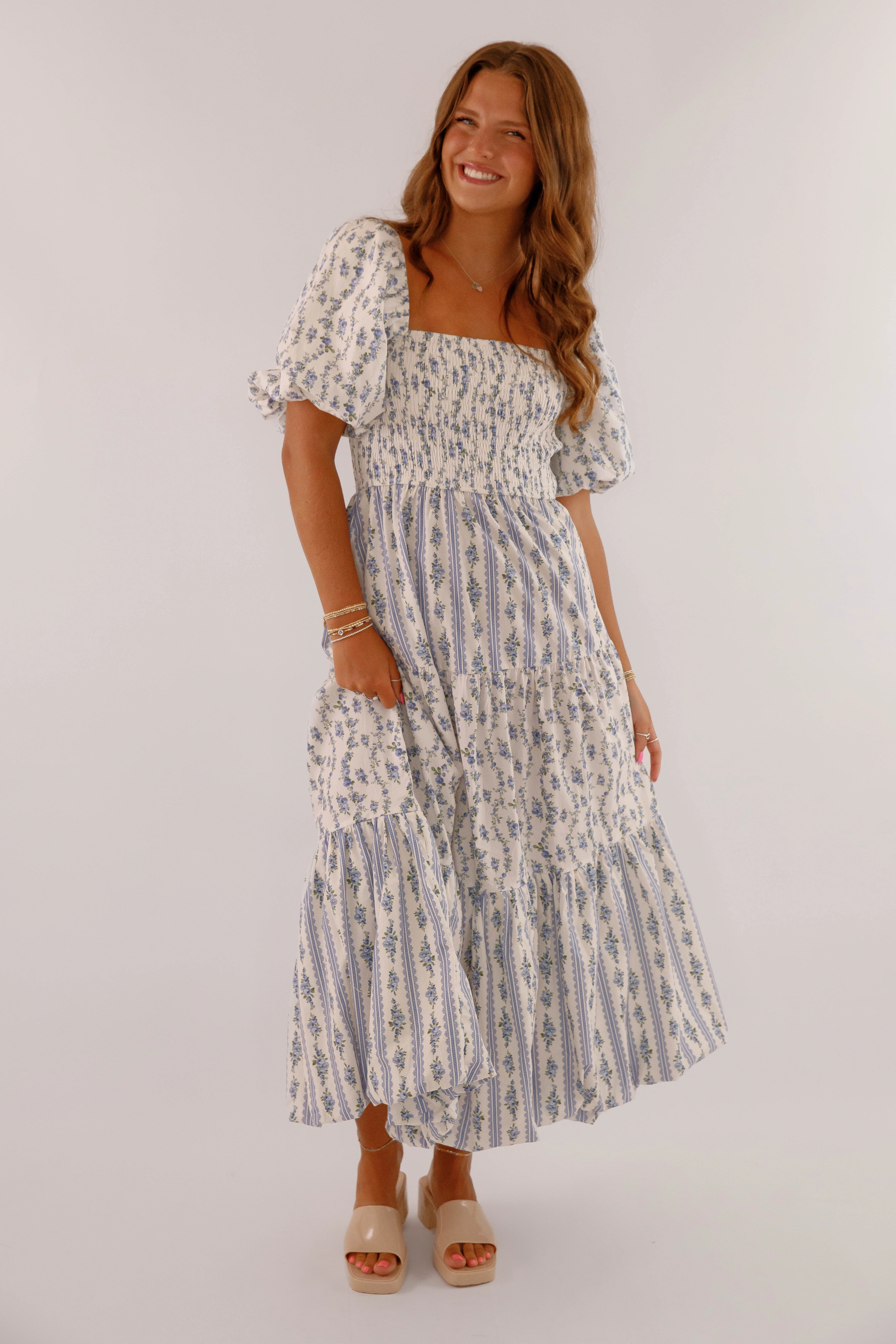 Nothing Is By Chance Maxi Dress-Blue Seasonal Fit Piped-Edge