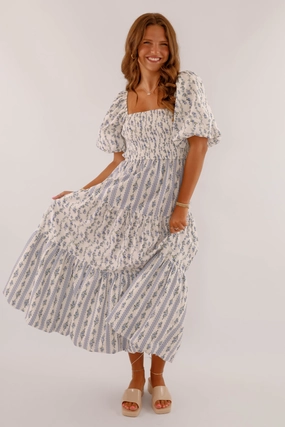 Fitted Shape Nothing Is By Chance Maxi Dress-Blue