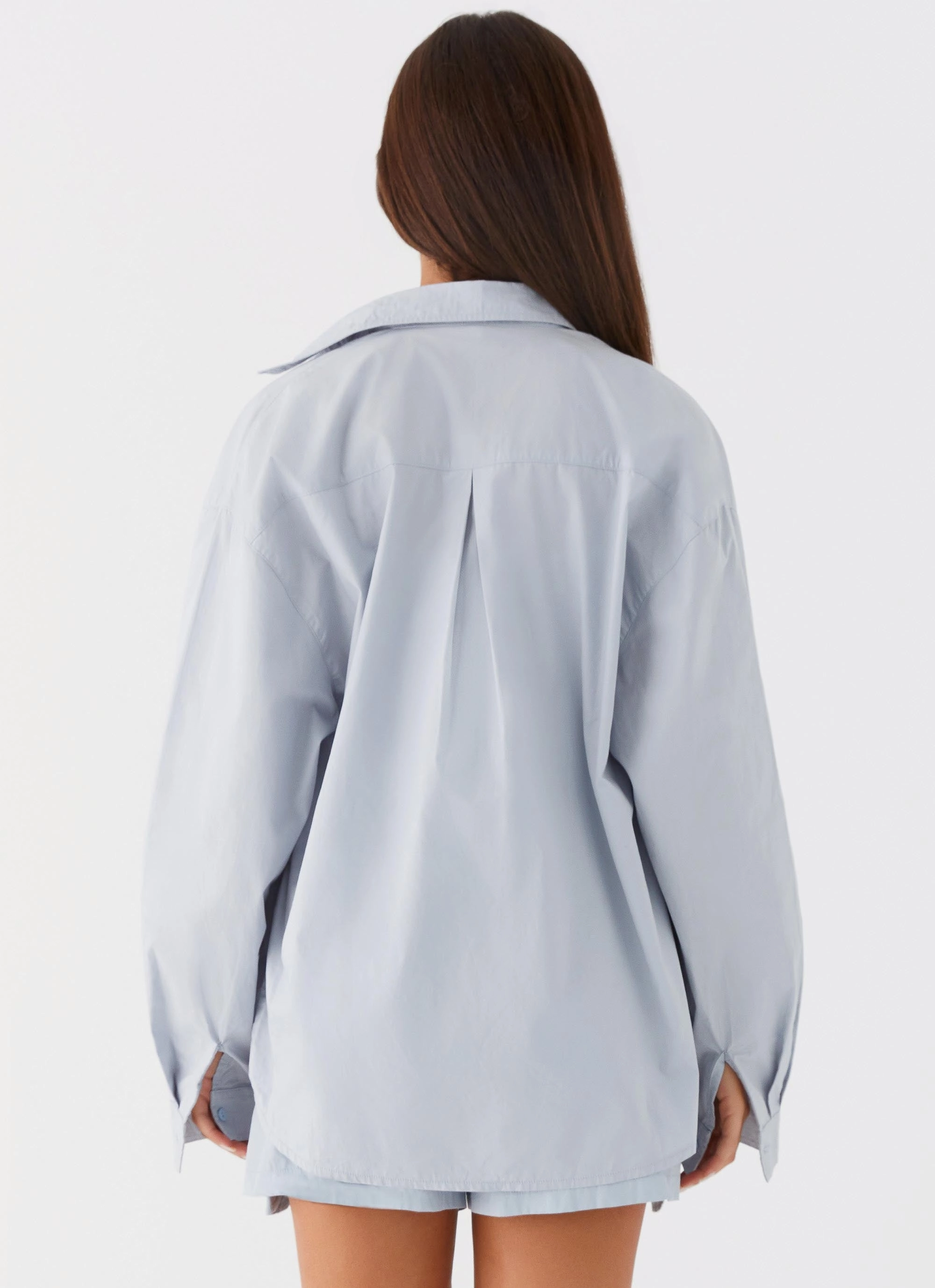 Lightweight Feel Layer Essential Piece Emelda Long Sleeve Shirt - Blue