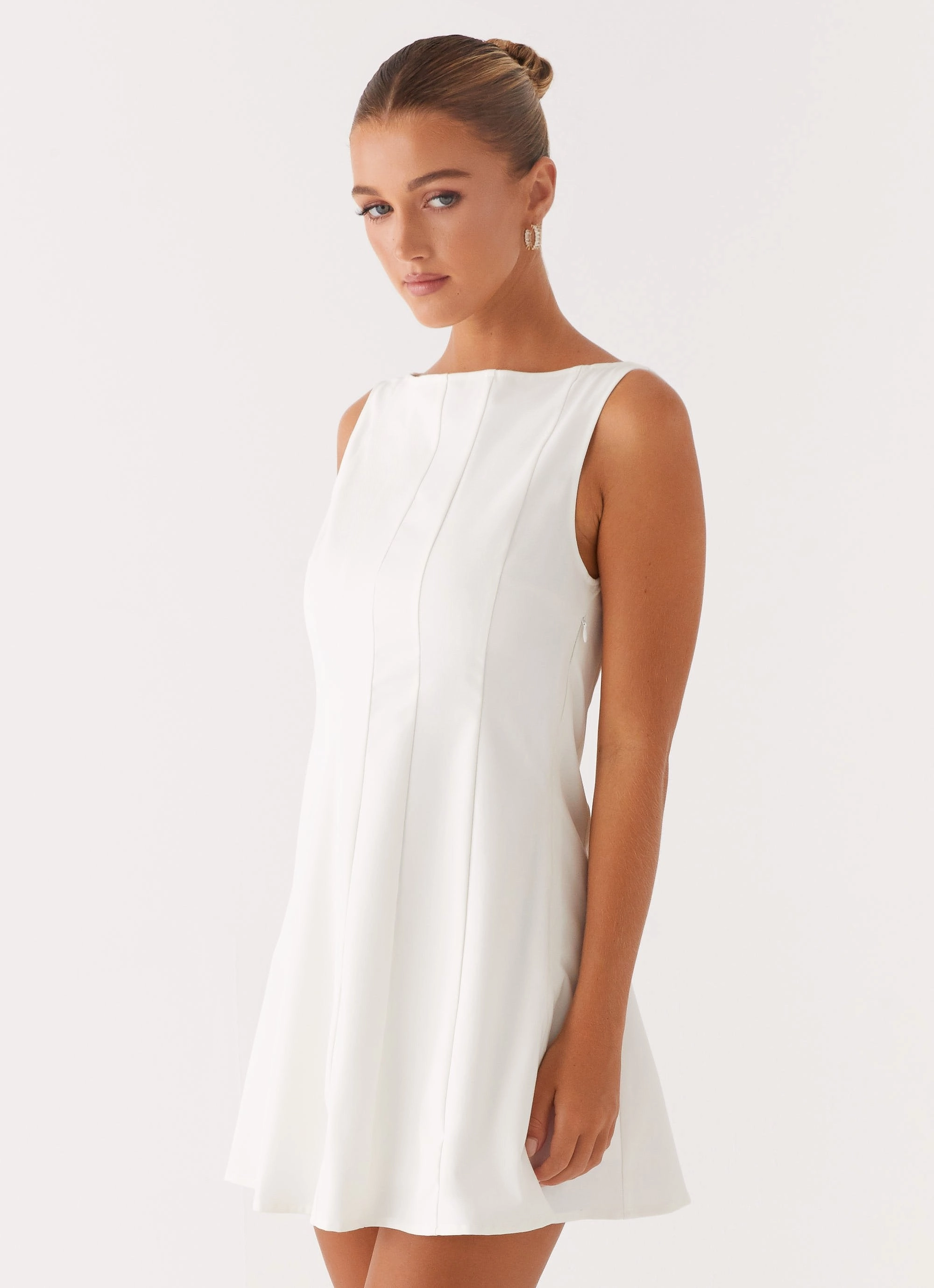 Emelie Mini Dress - White polka-dot Flare Swing