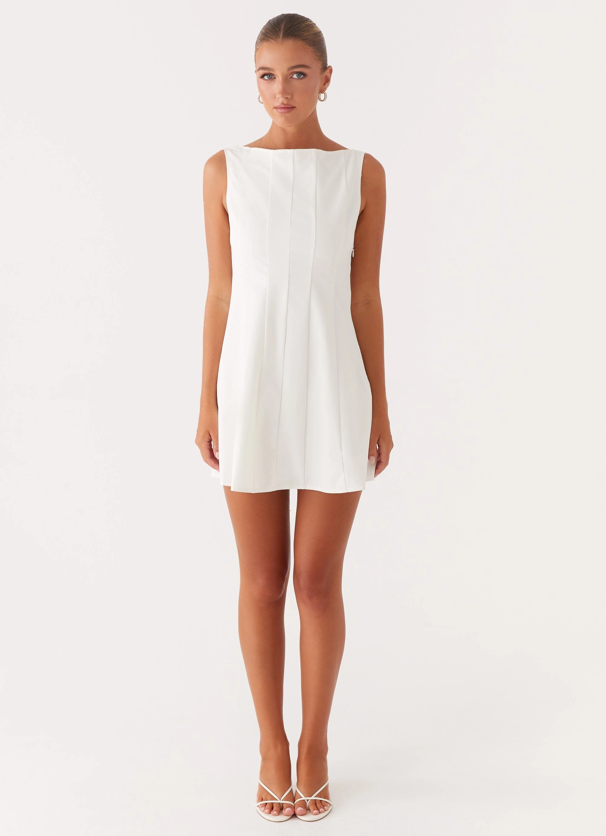 Emelie Mini Dress - White Vintage-Inspired