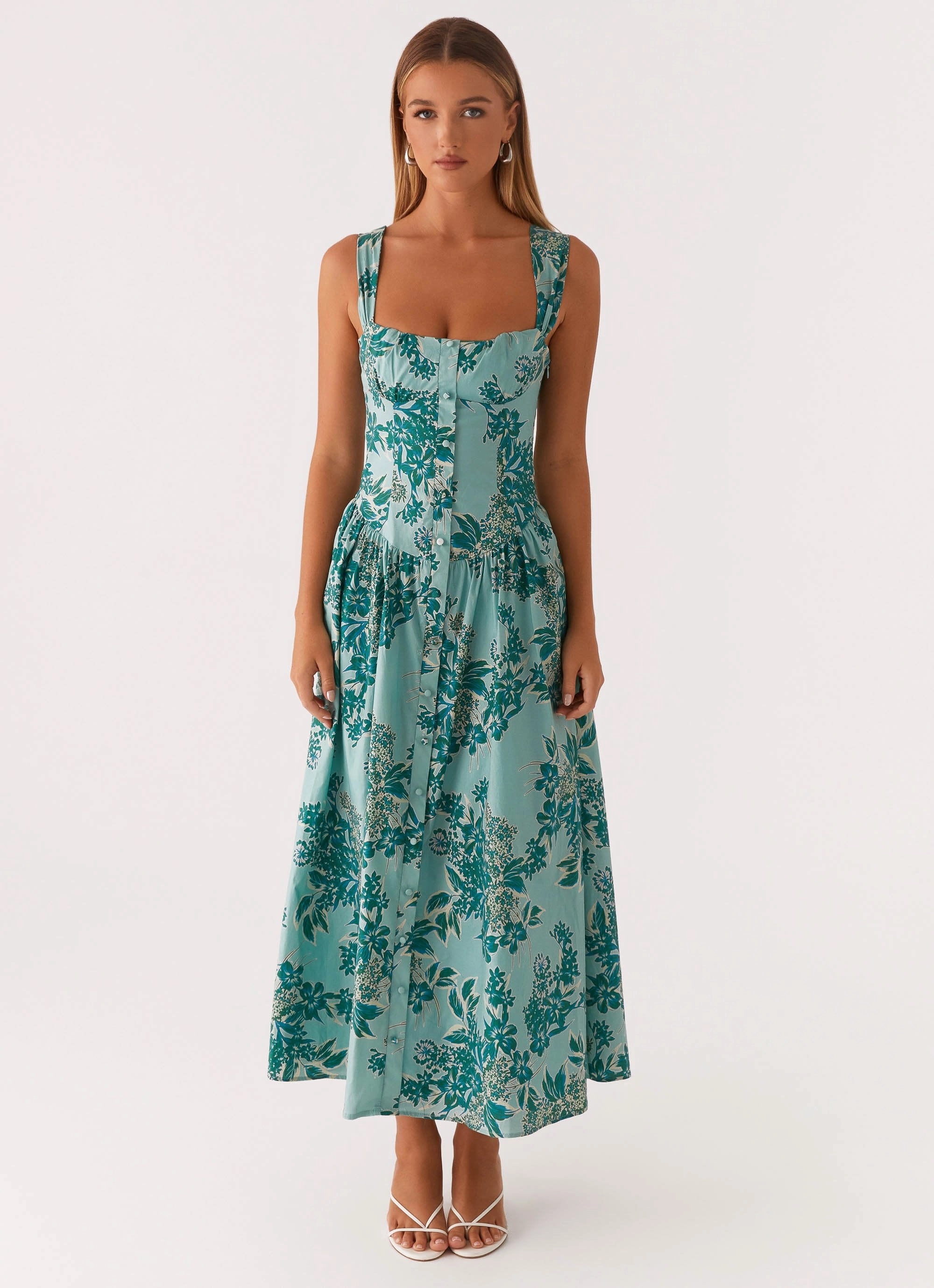 Emmalina Midi Dress - Cloud Nine Floral Basic Mood Calm Flow