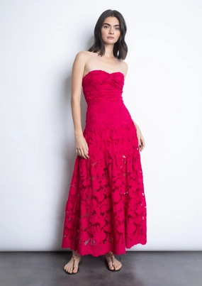 Emperatriz Lace Dress - Pink Lace Retro Detail