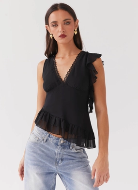 Empress Frill Trim Top - Black OdorControlTreatment Hooded style