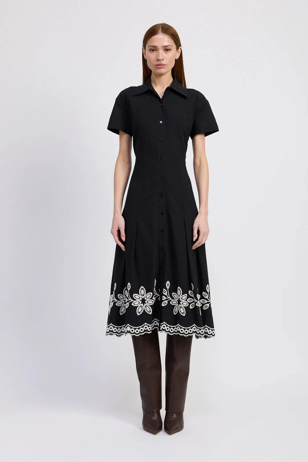 En Saison Isidora Midi Shirt Dress Black Natural Unlined Look