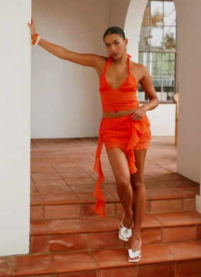 End Of Us Mini Skirt - Orange Practical Comfort