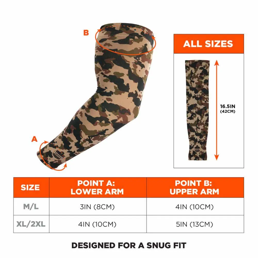 Ergodyne 12192 6695 XL/2XL Camo Sun Protection Arm Sleeves Pair