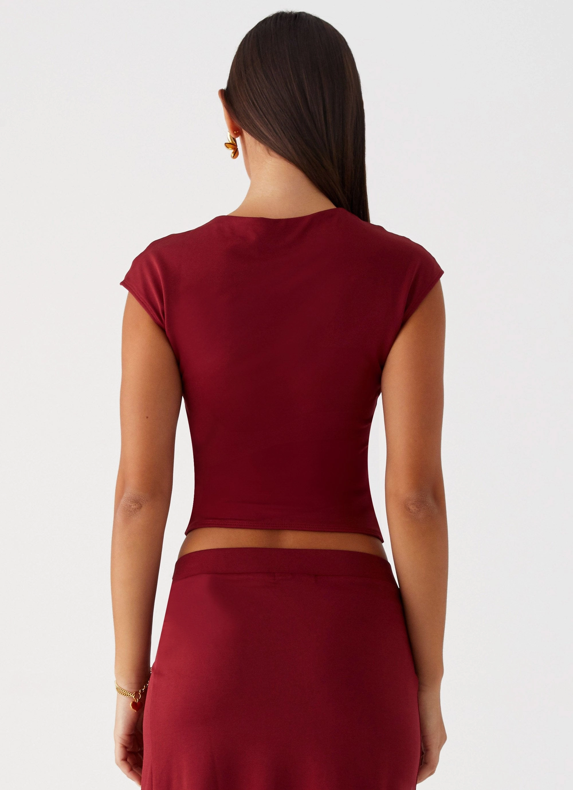 Microfiber Material Versatile Layering Shes A Lady Top - Red
