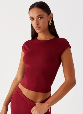 Shes A Lady Top - Red LightweightConstruction All Day Comfort