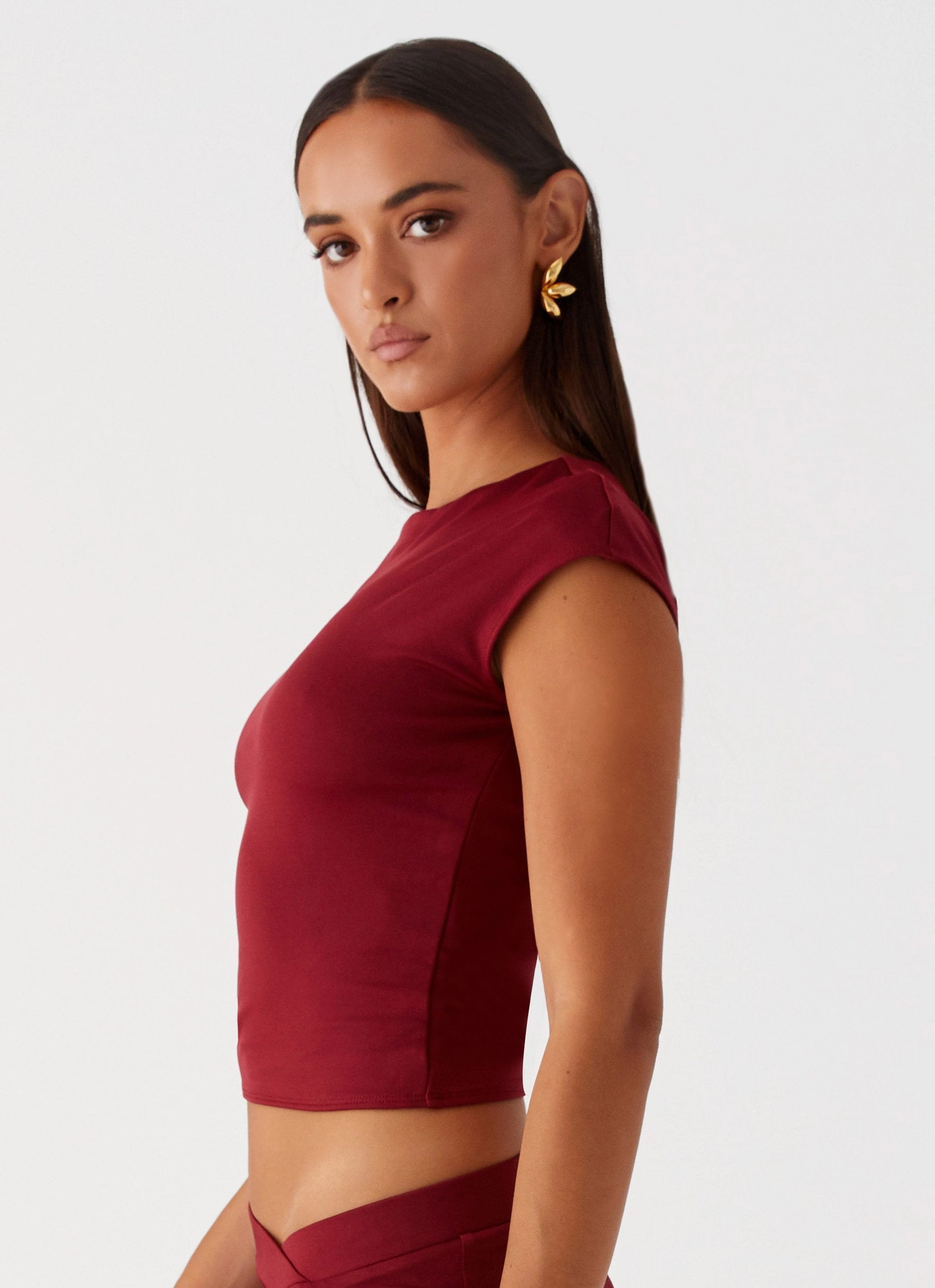 Bonded Seam Durability Sporty Sweatshirt Shes A Lady Top - Red