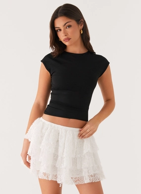 Active Comfort Wear Erin Layered Mini Skirt - White