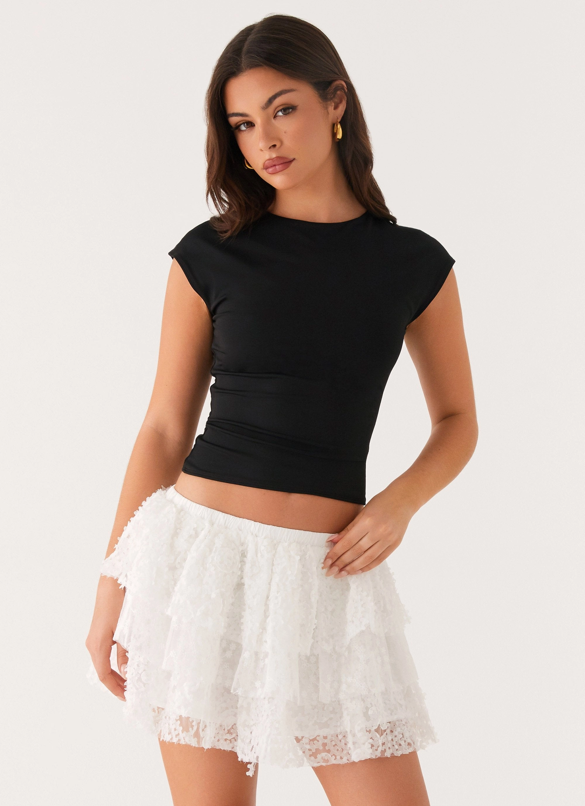 Active Comfort Wear Erin Layered Mini Skirt - White