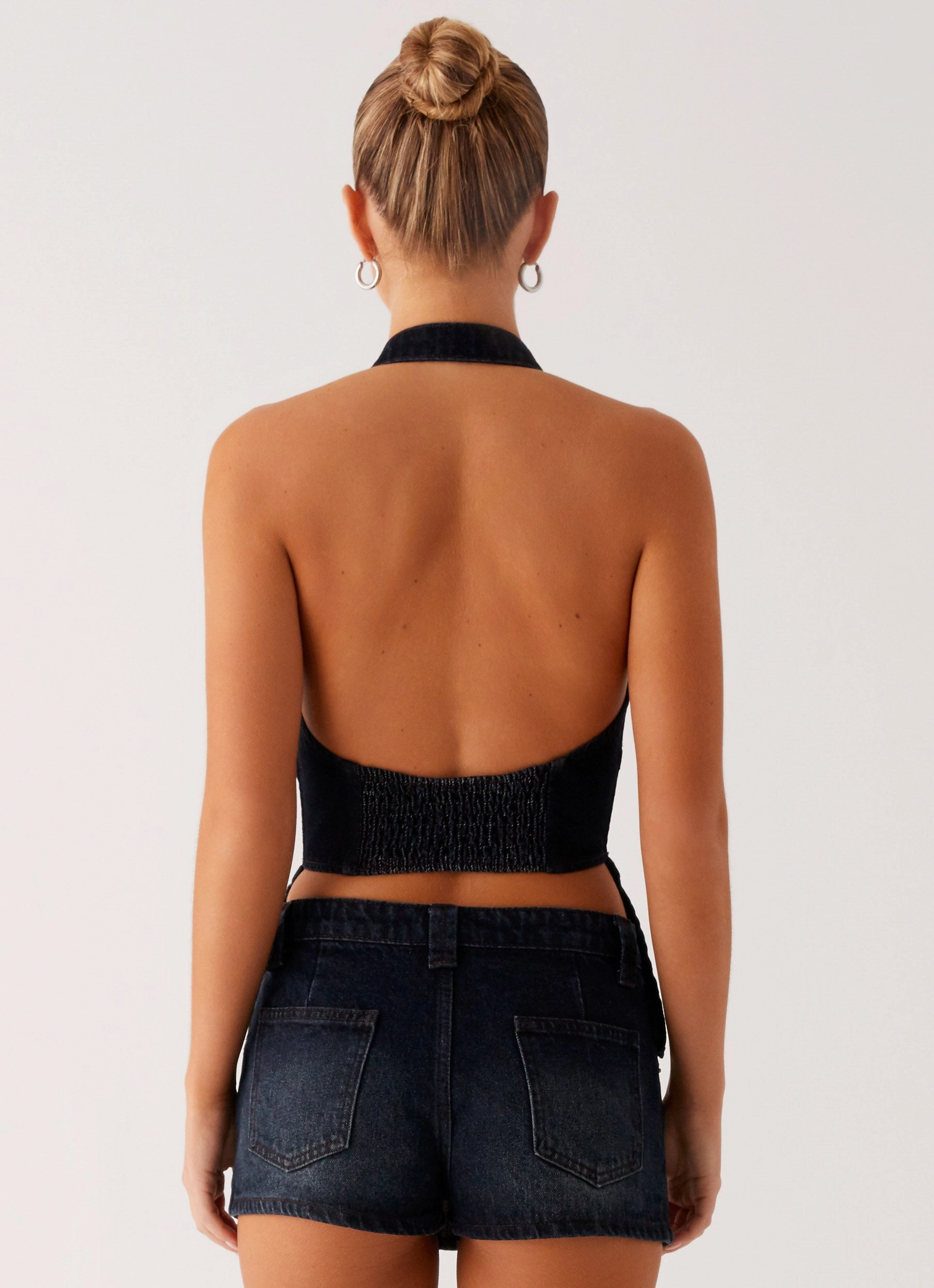 Esma Halter Top - Washed Dark Blue Comfortable fit