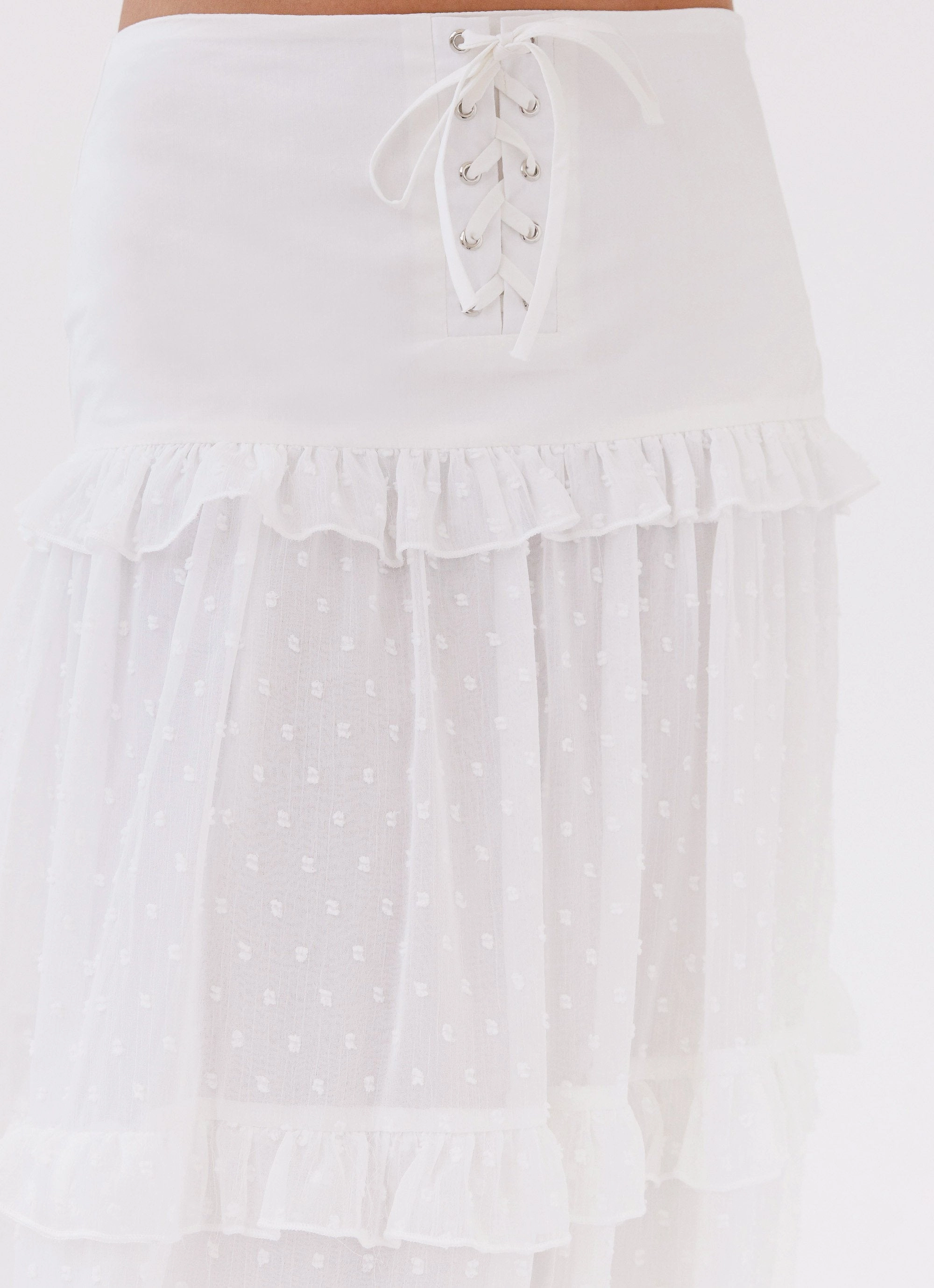 Esmeralda Maxi Skirt - White Body-Hugging Fit Base Layer