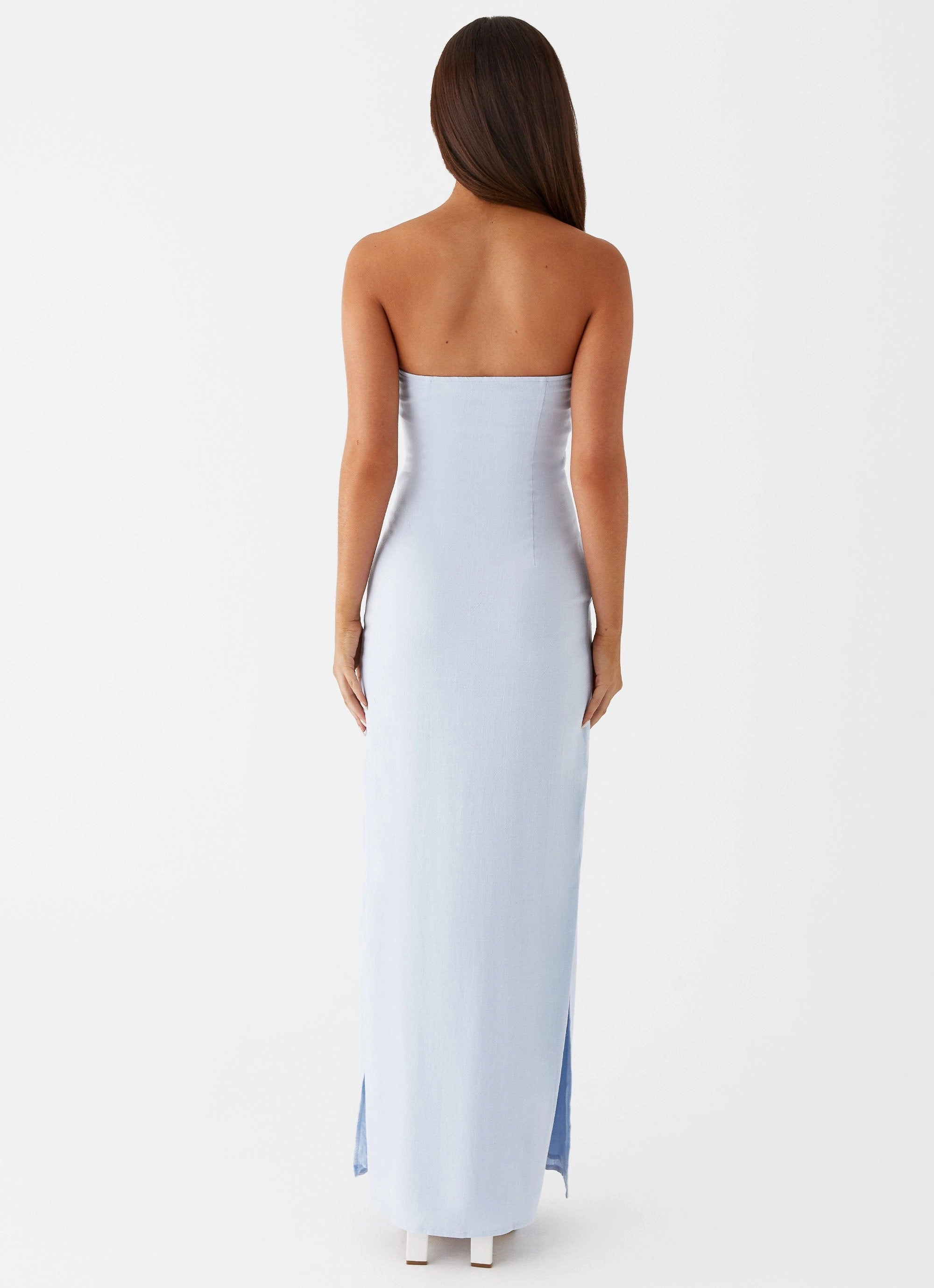 Esra Linen Strapless Maxi Dress - Blue All Time Fit