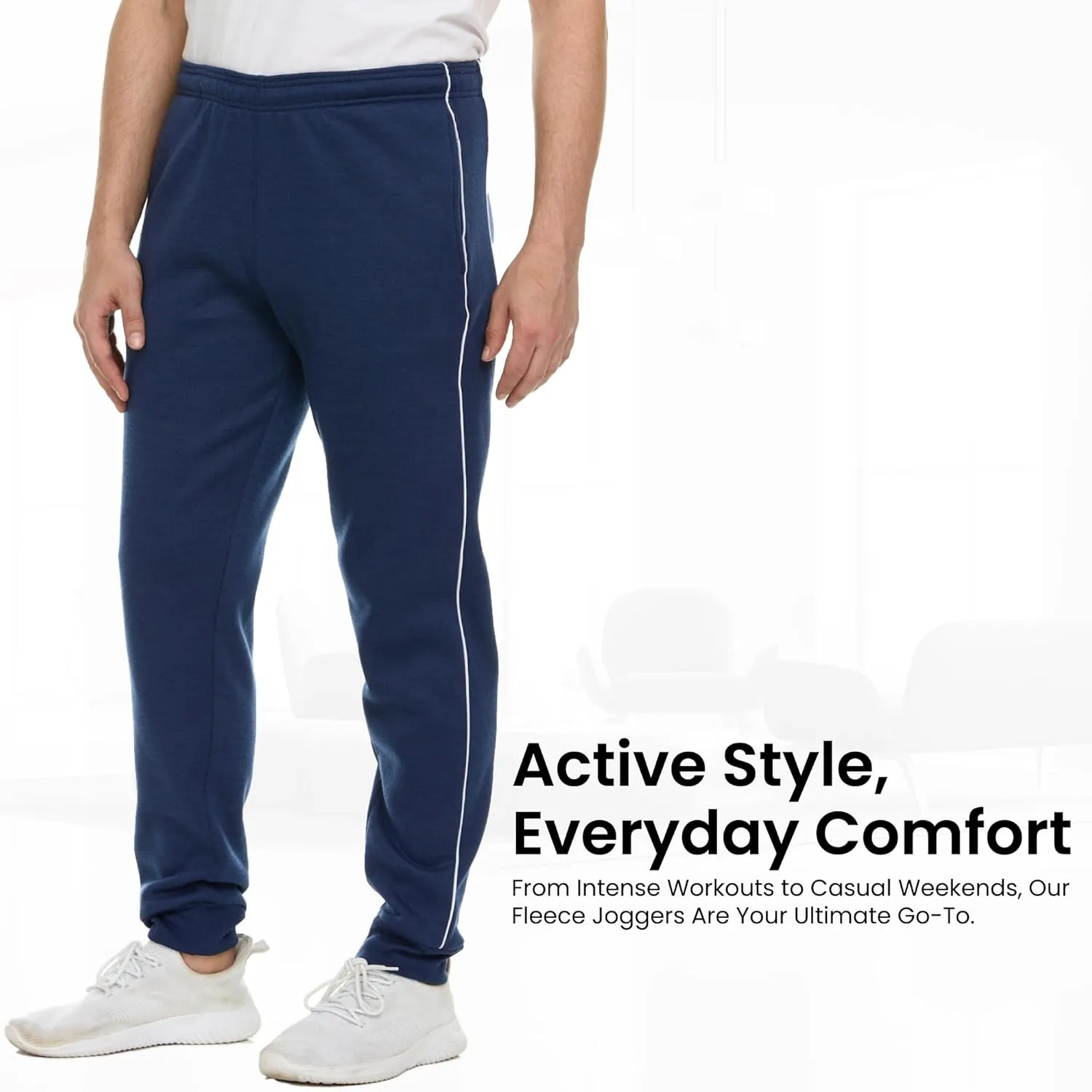 Essential Elements 3 Pack: Men's Tech Fleece Ultra-Soft Warm Jogger Athletic Sweatpants with Pockets