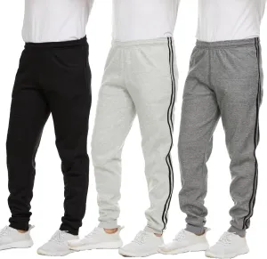 Essential Elements 3 Pack: Men's Tech Fleece Ultra-Soft Warm Jogger Athletic Sweatpants with Pockets