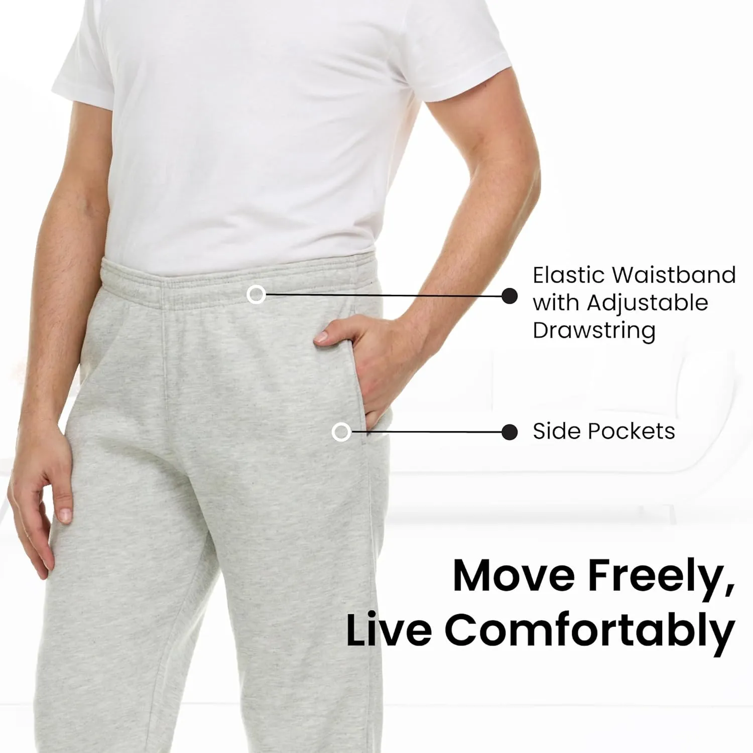 Essential Elements 3 Pack: Men's Tech Fleece Ultra-Soft Warm Jogger Athletic Sweatpants with Pockets