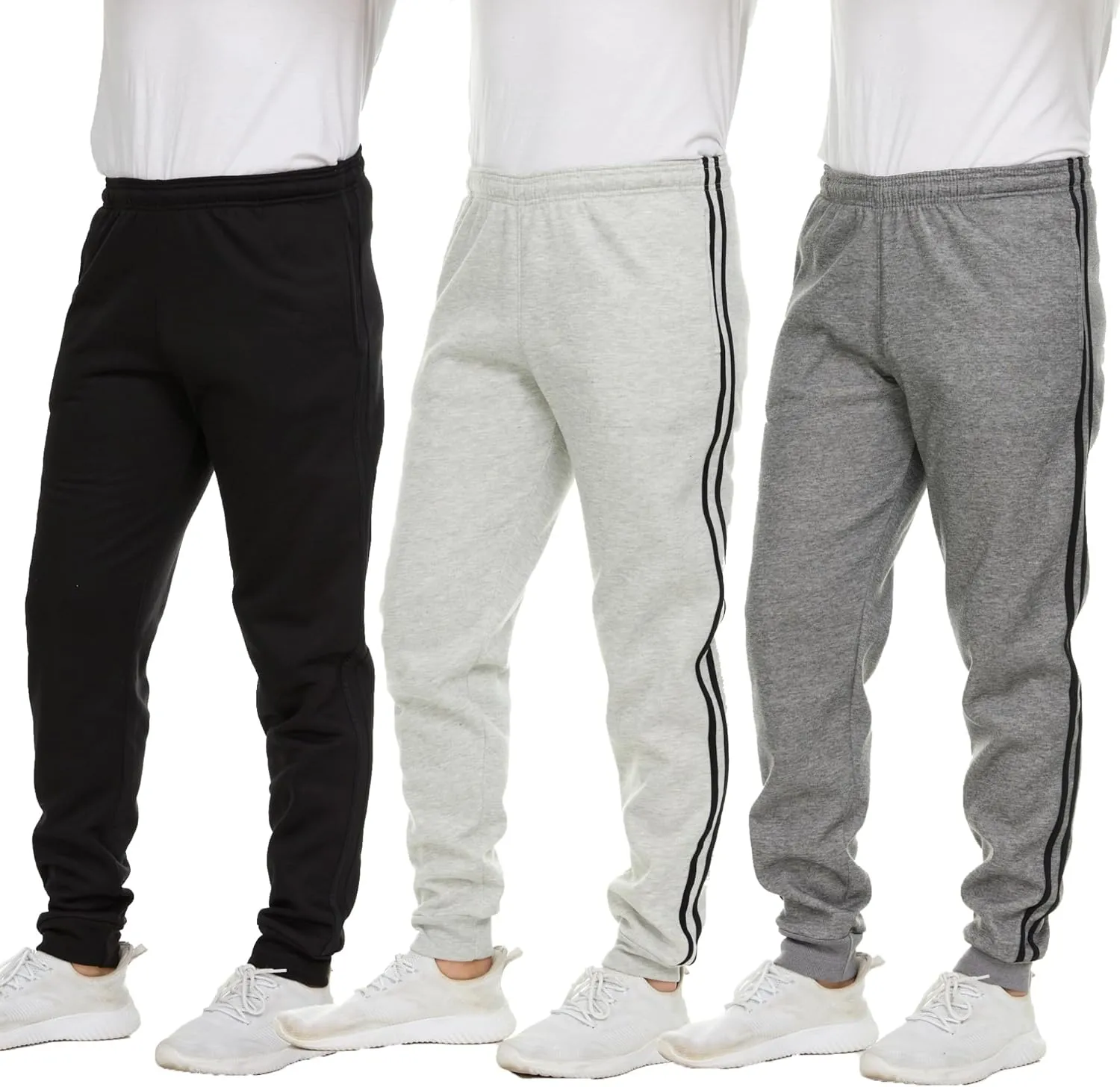 Essential Elements 3 Pack: Men's Tech Fleece Ultra-Soft Warm Jogger Athletic Sweatpants with Pockets