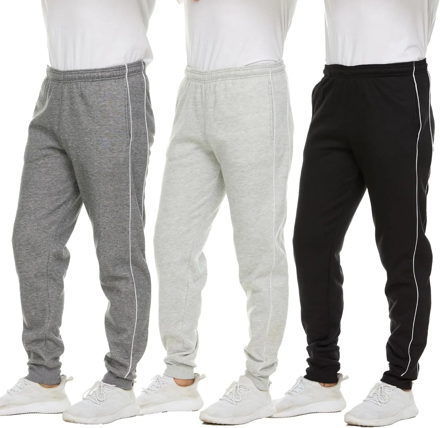 Essential Elements 3 Pack: Men's Tech Fleece Ultra-Soft Warm Jogger Athletic Sweatpants with Pockets
