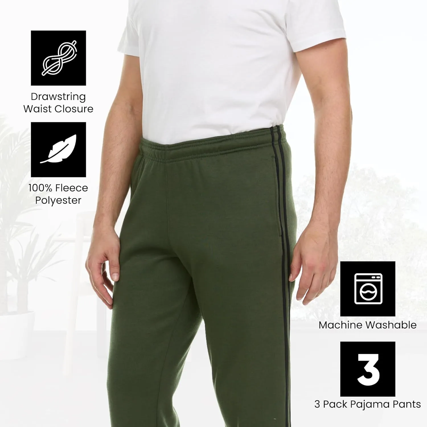 Essential Elements 3 Pack: Men's Tech Fleece Ultra-Soft Warm Jogger Athletic Sweatpants with Pockets