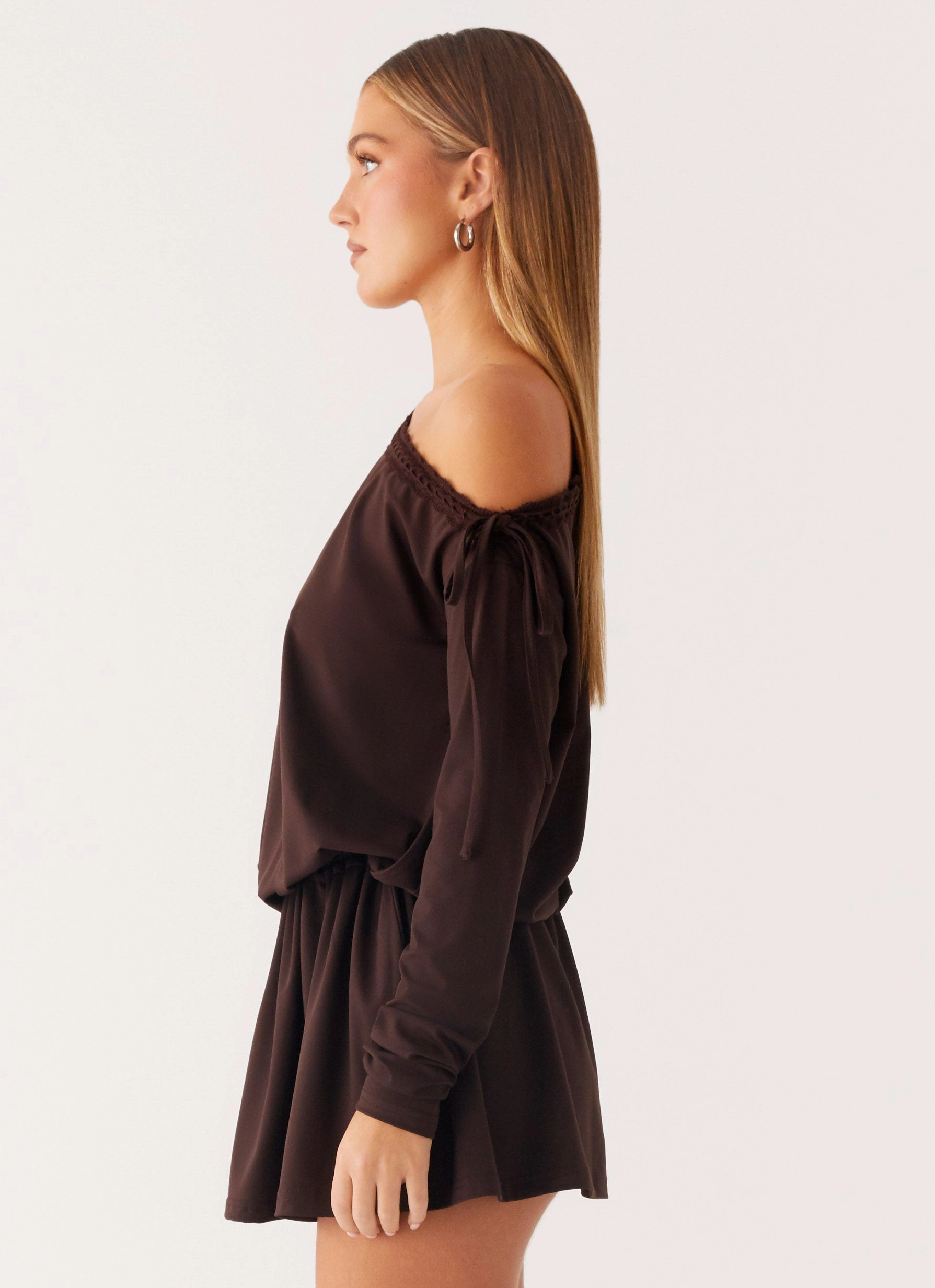 Layered Volume Bloom Zone Zinnia Mini Dress - Chocolate