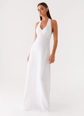 Heavy Hearted Linen Maxi Dress - White Soft Tone