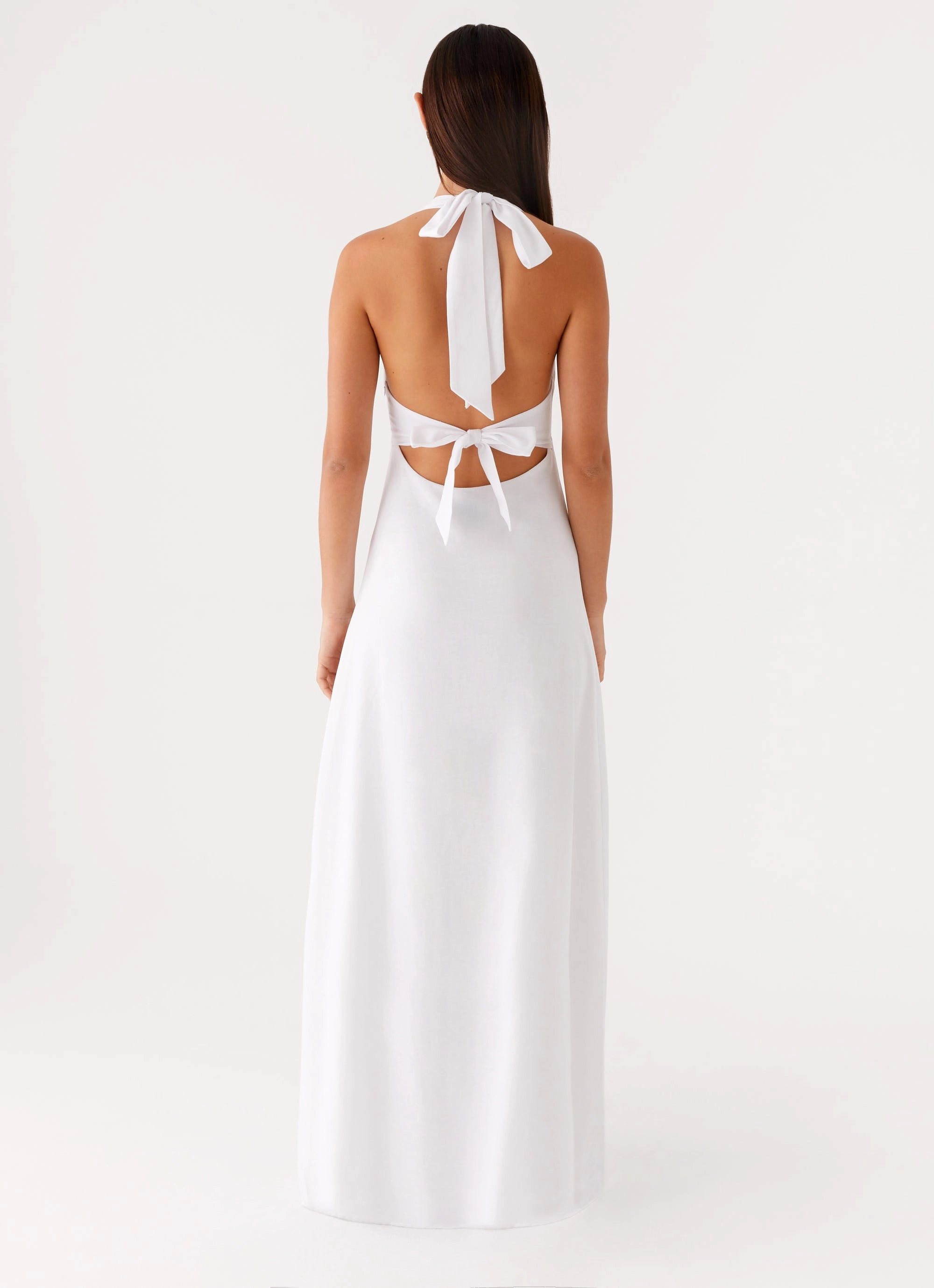 Urban Minimalism Photo Glow Heavy Hearted Linen Maxi Dress - White