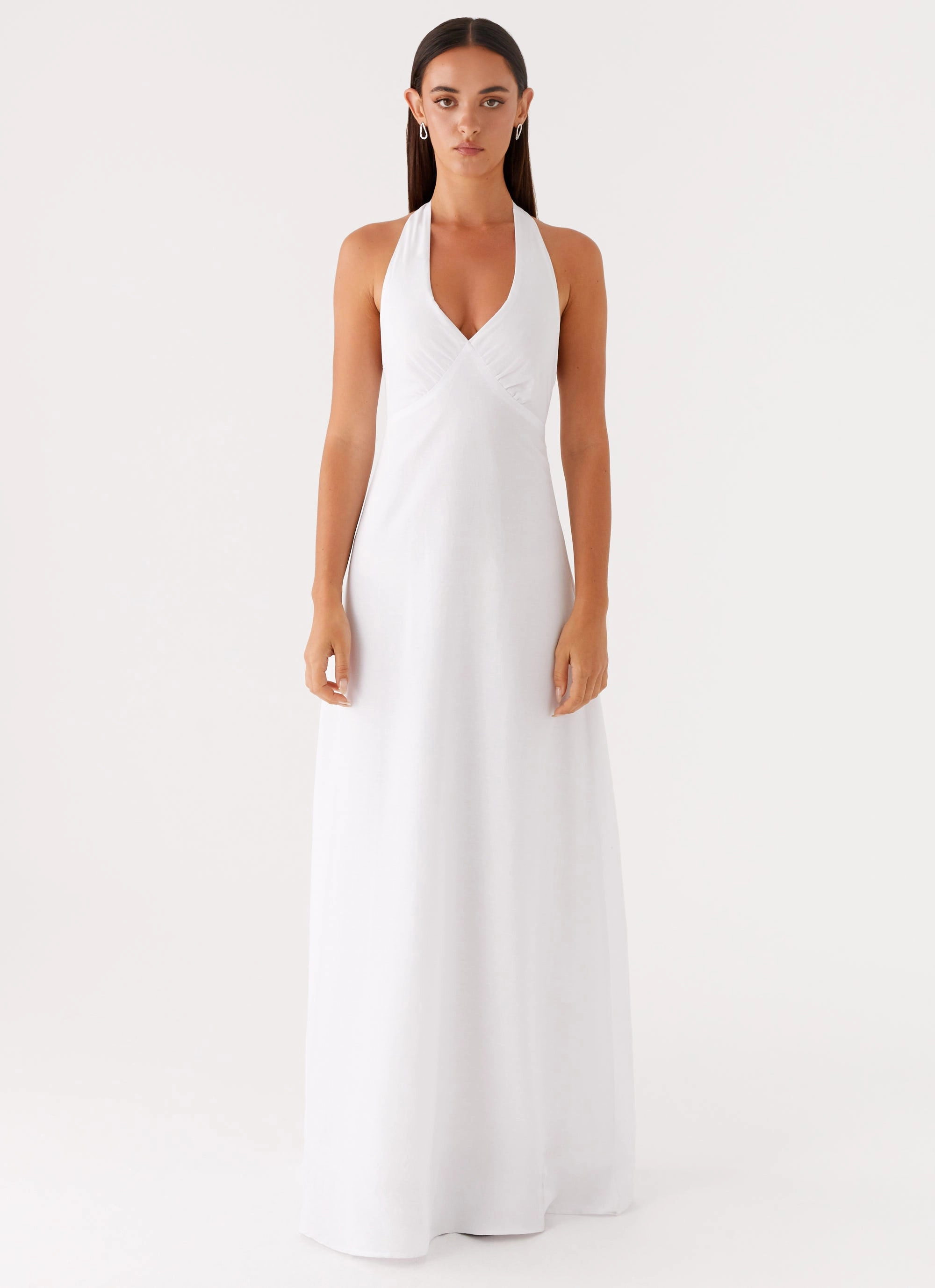 Heavy Hearted Linen Maxi Dress - White Soft Balance