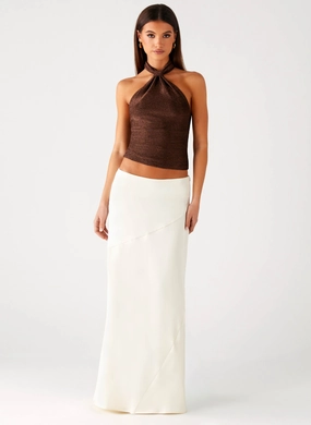 Flexible shape Chilly Weather Wear Chandra Maxi Skirt - Ivory