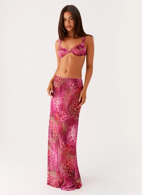 Light Fit Air Circulation Camellia Maxi Skirt - Lavender Lagoon