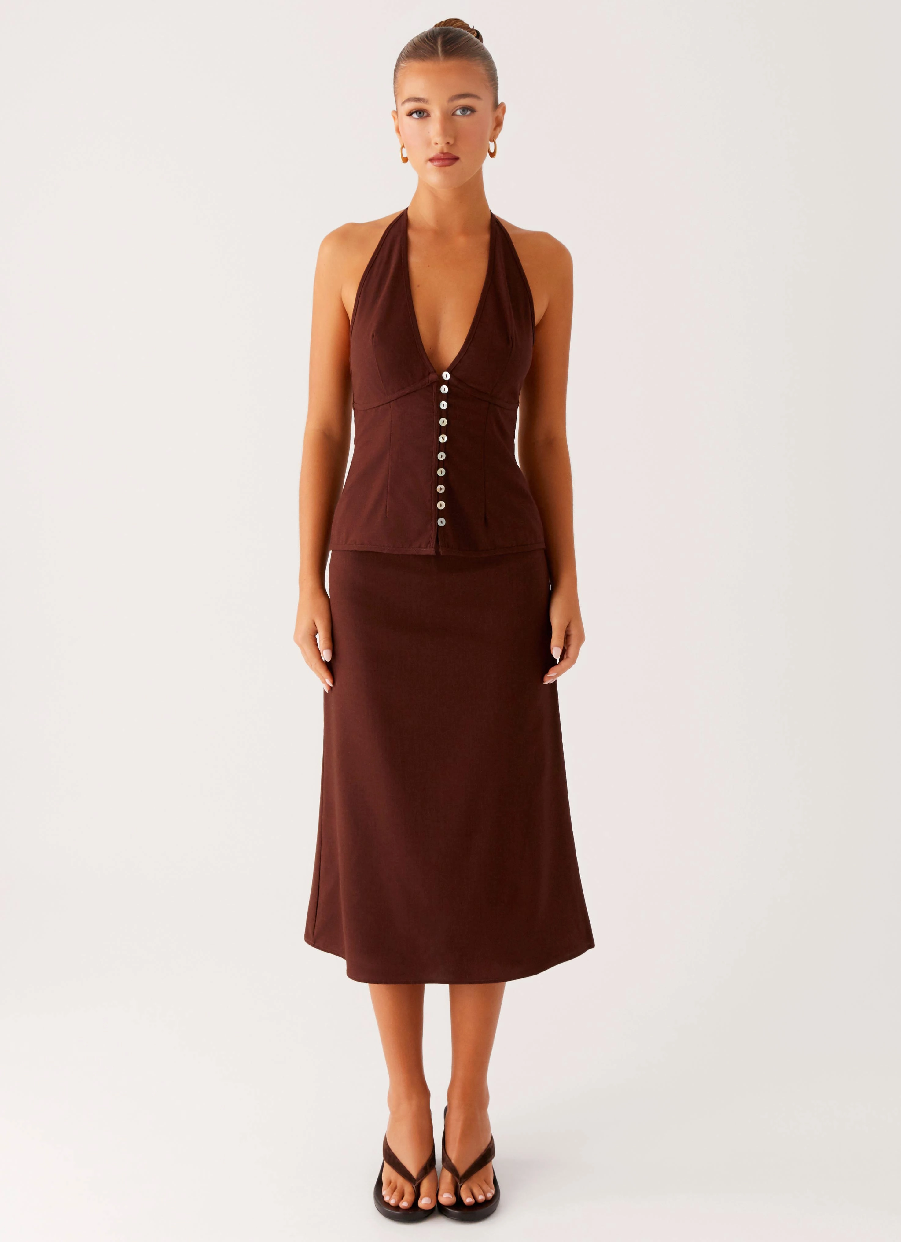 Timeless Cut NonRestrictive Esther Top - Chocolate