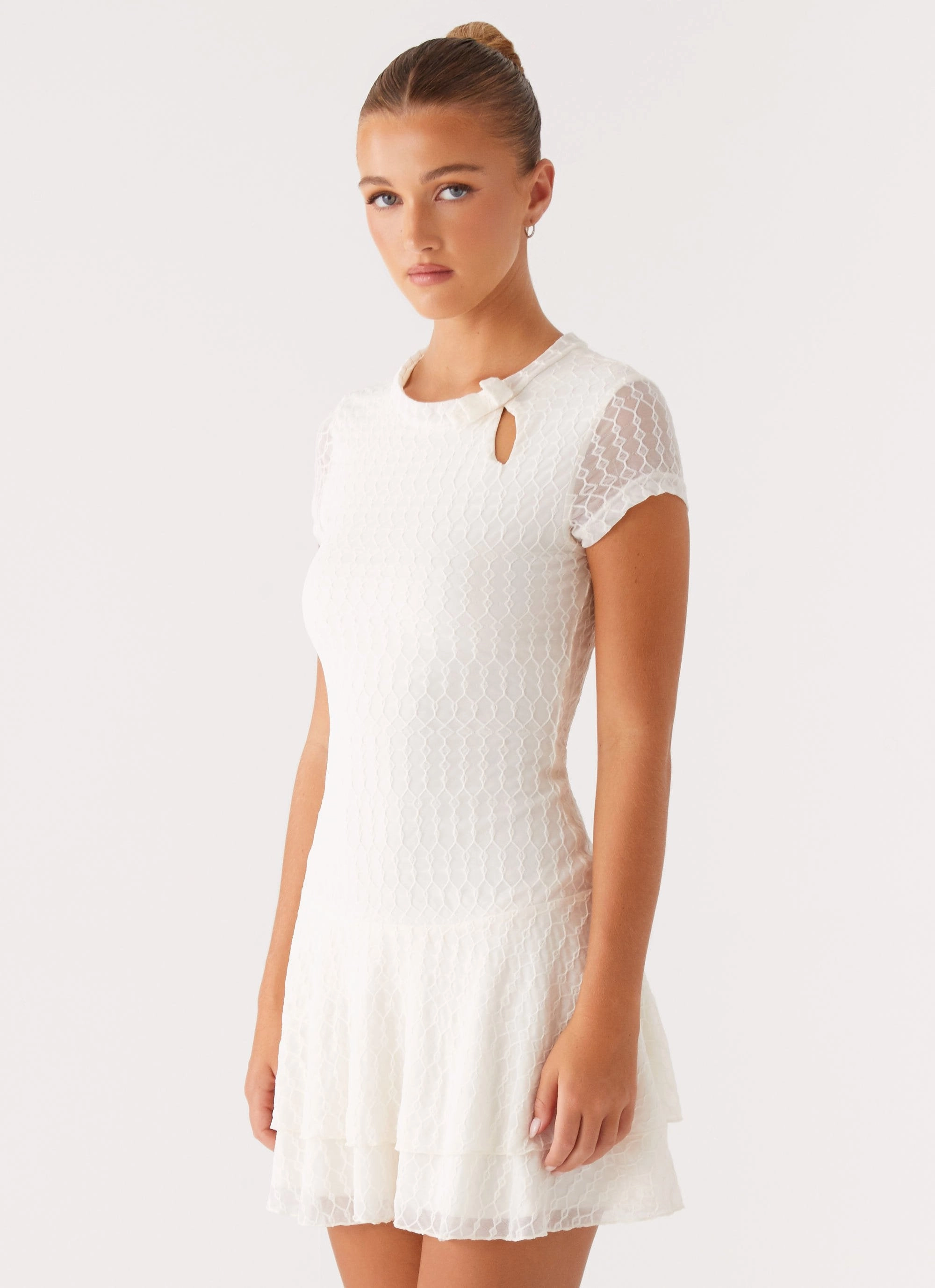 Esty Mini Dress - Ivory Short Sleeve