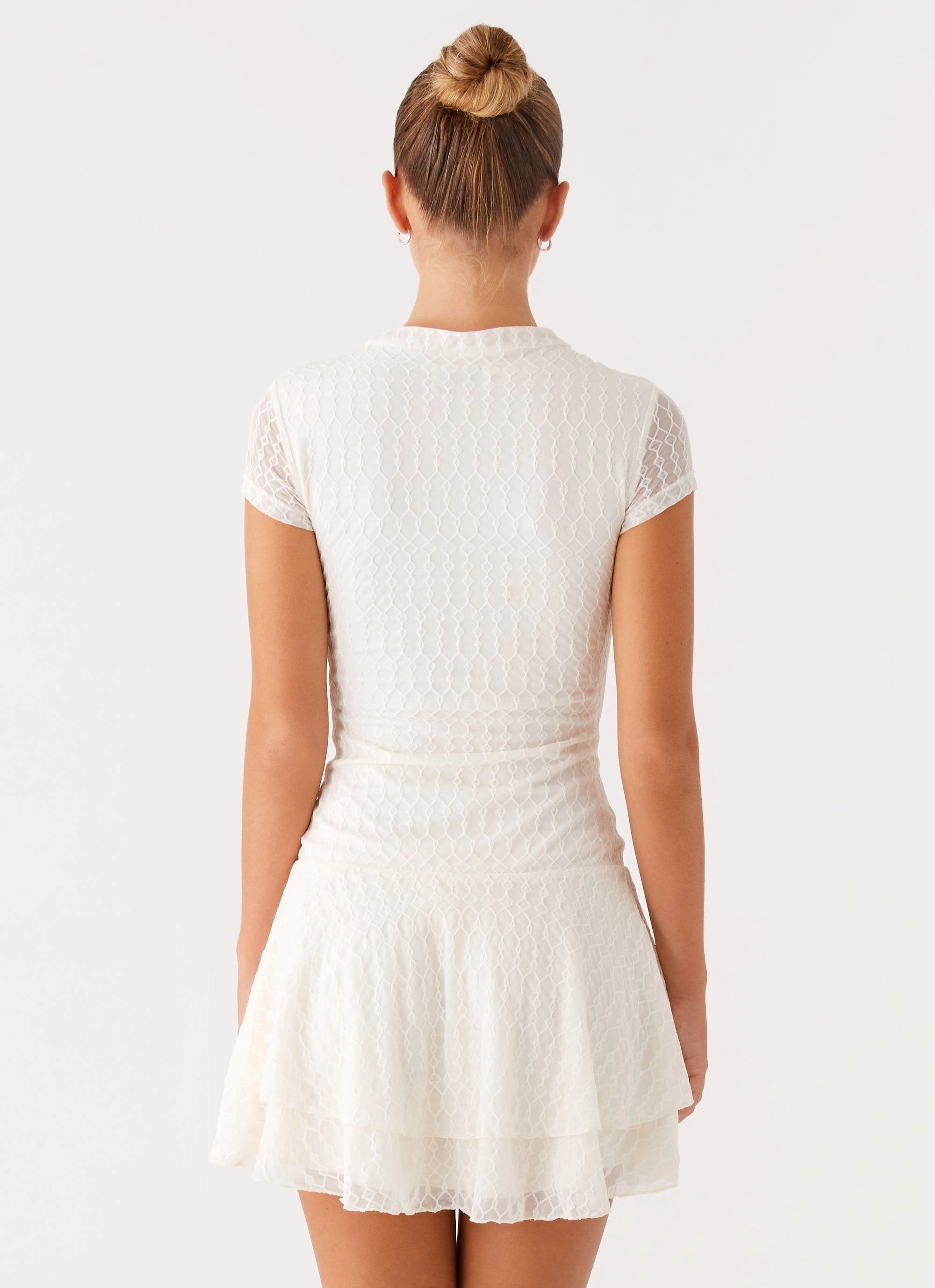 Pleated-Skirt Quick Look Esty Mini Dress - Ivory