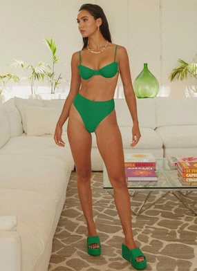 Eternal Summers High Waisted Bikini Bottom - Jade Green Winter Layering Piece Dynamic flex