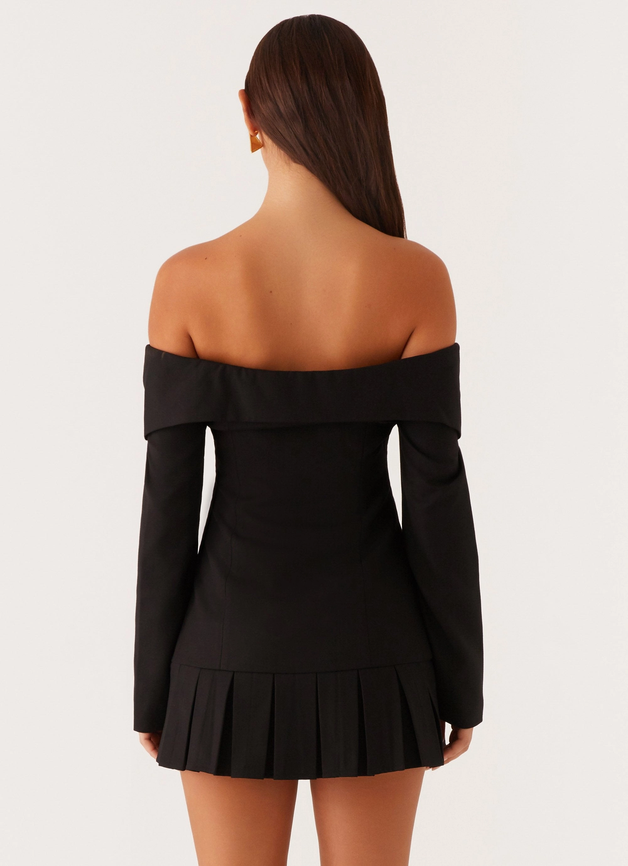 Tarlisha Off Shoulder Long Sleeve Mini Dress - Black Vibrant Hue