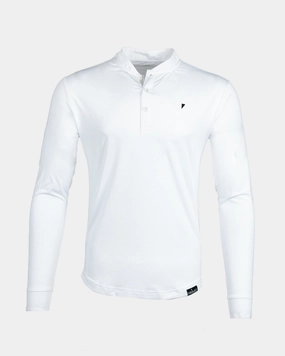 White Long Sleeve Blade Polo Reversible Layering Tech Cozy Blouse