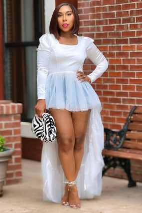 UltraSoft Blend Eunice Tulle Extension/Attached Skirt Statement Top