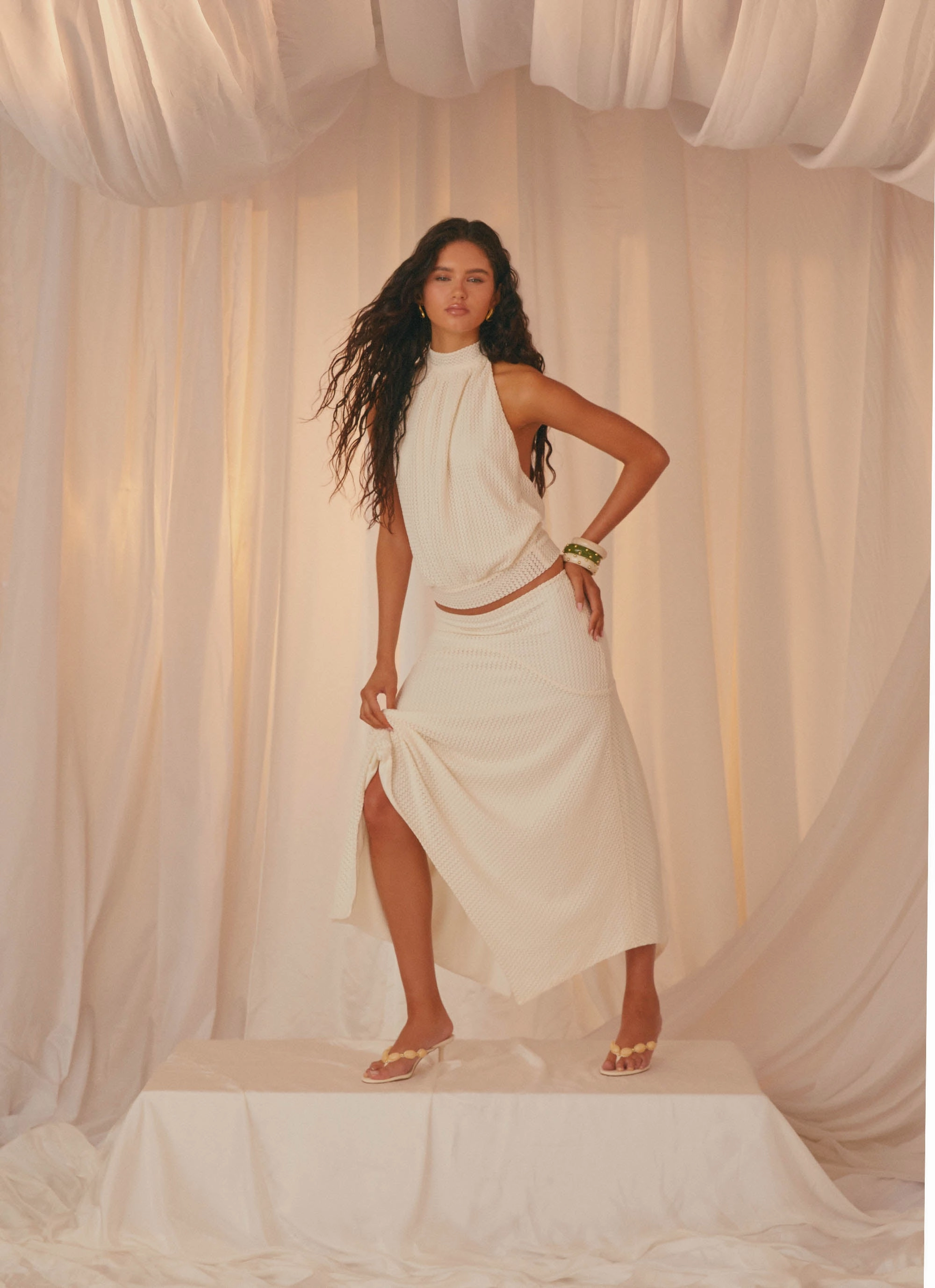 Full Flex Evaden Low Rise Midi Skirt - Ivory