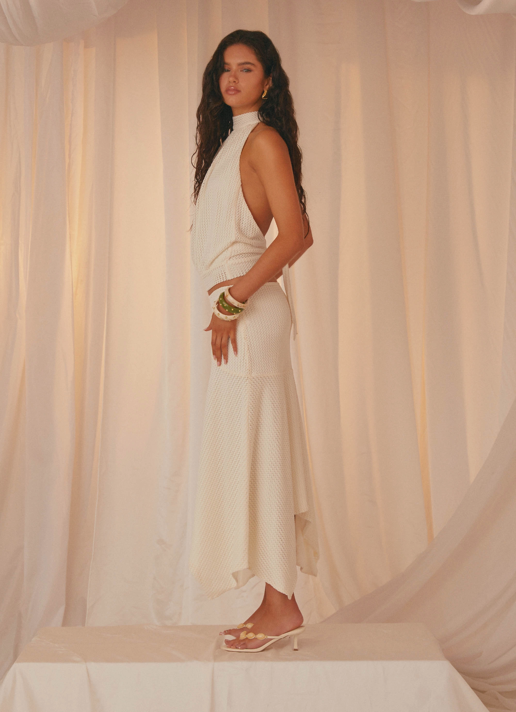 Evaden Low Rise Midi Skirt - Ivory Full Flex Odor control