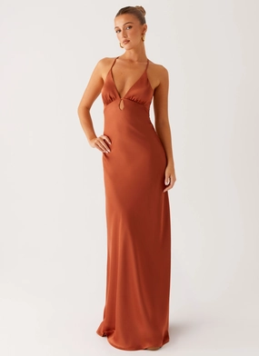 Lace Ease Lace Fine Sundowner Maxi Dress - Rust