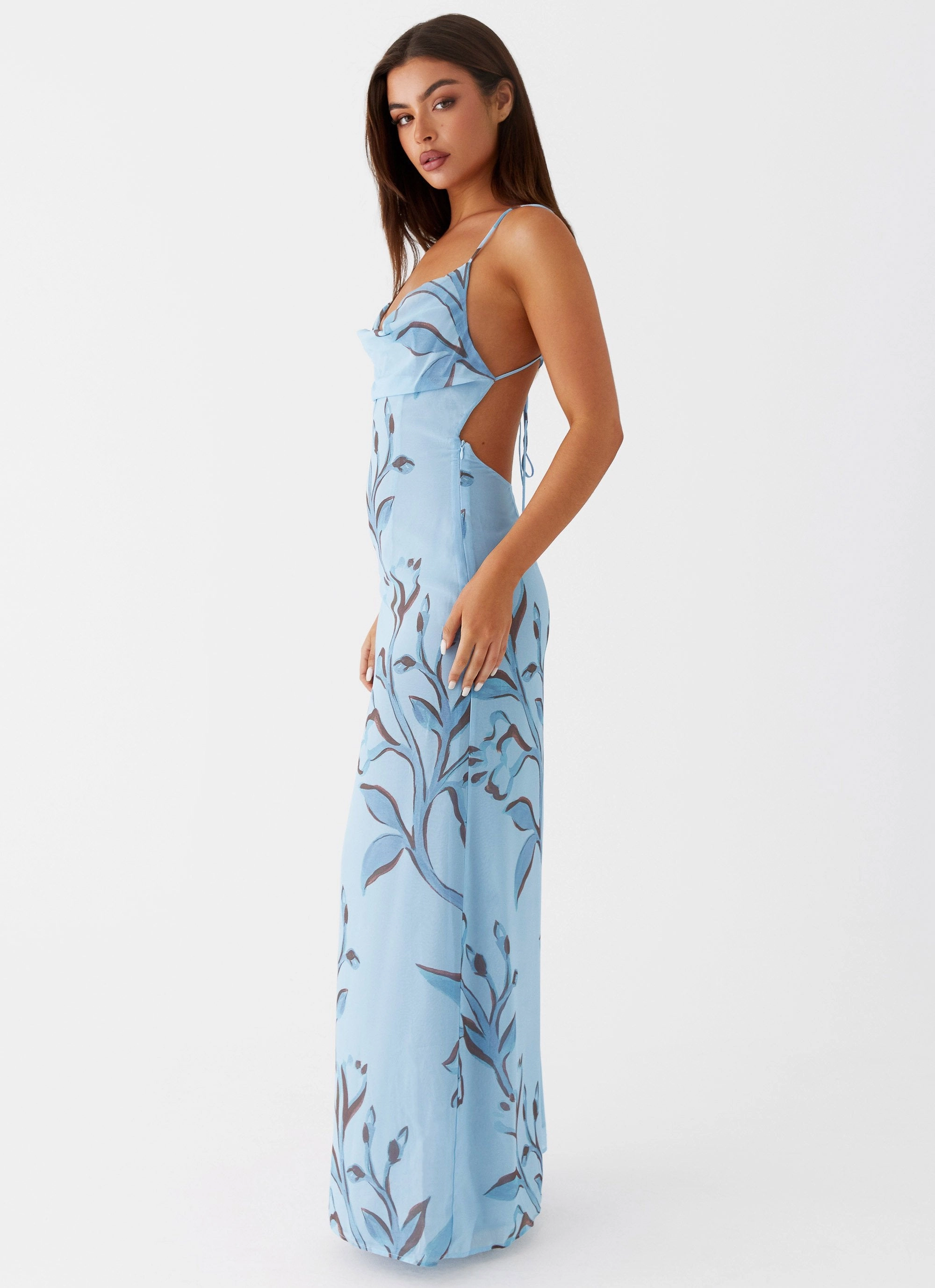 Night Vibes Felicia Daisy Maxi Dress - Blue Floral