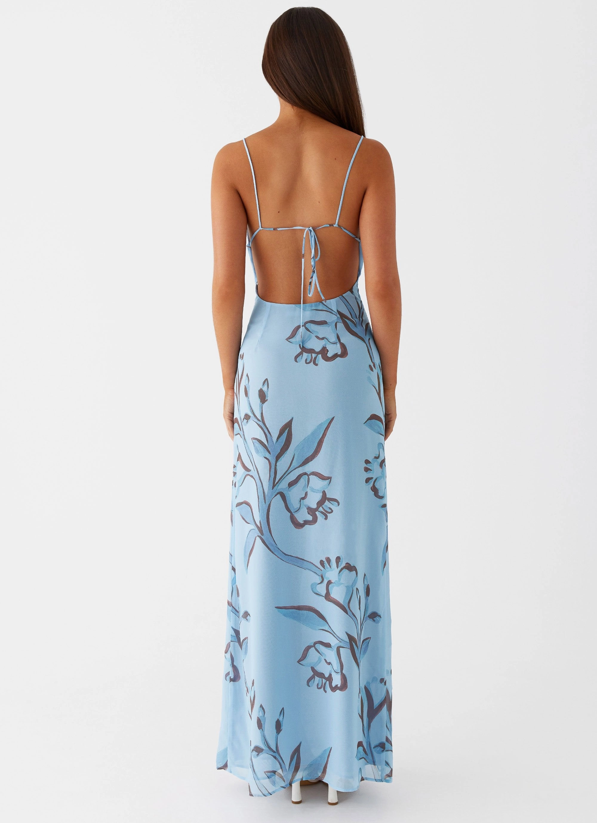 Felicia Daisy Maxi Dress - Blue Floral Scandi Clean Soft Profile